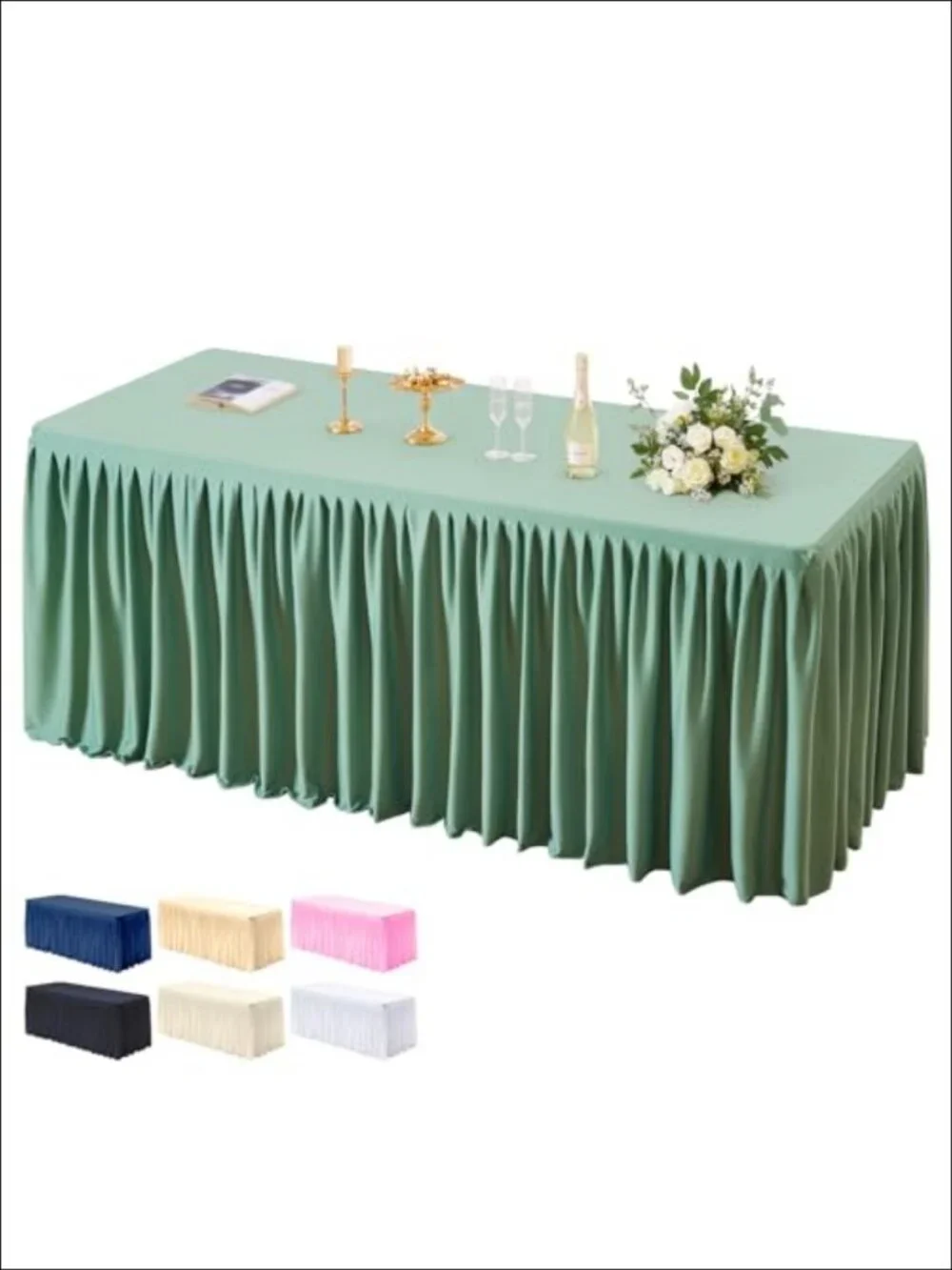 Spandex Tablecloth Fitted Stretch Table Cover with Pleated Ruffle Skirt for